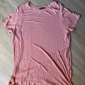 Acid Wash Plus Size Ribbed Tee Forever 21 Mauve Pink